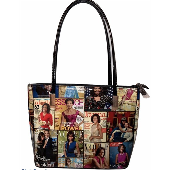 Michelle Obama First Lady Glossy Magazine Print Collage Handbag Purse Tote Vinyl - Picture 4 of 12